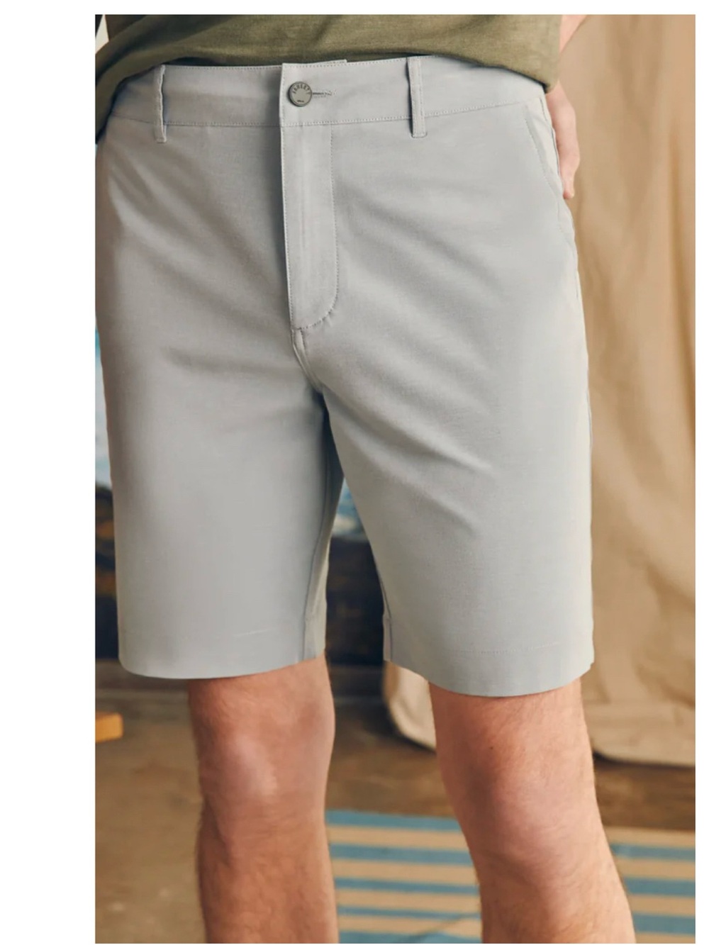FAHERTY All Day Shorts 9” in Ice Gray Size 38